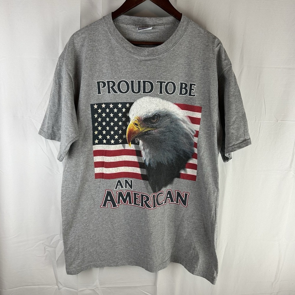 VTG All Sports PROUD TO BE AN AMERICAN Patriotic‎ Graphic T-Shirt Adult SZ XL